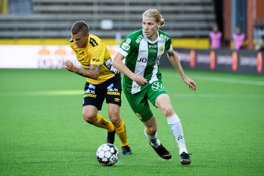 Hammarbys Gustav Ludwigson och Elfsborgs Samuel Holmén