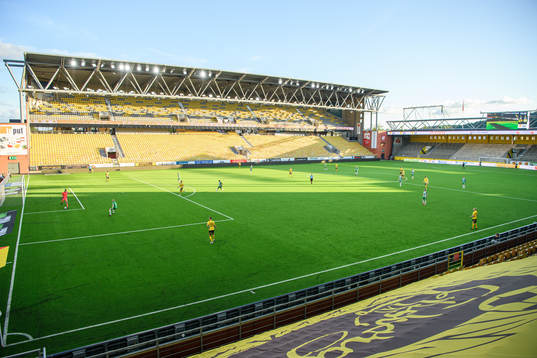 Översiktsbild på Borås arena med tomma läktare