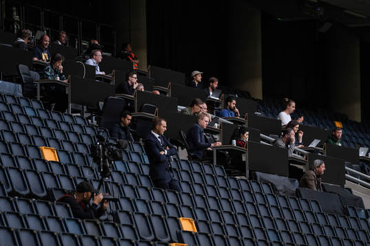 En pressläktare på Friends arena