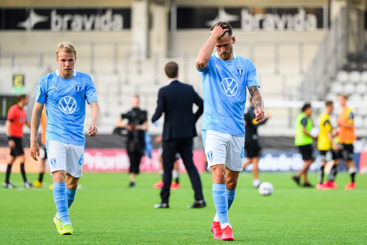 Malmö FFs Oscar Lewicki och Arnór Traustason deppar