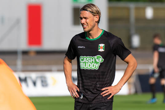 Varbergs Hampus Zachrisson före fotbollsmatchen i