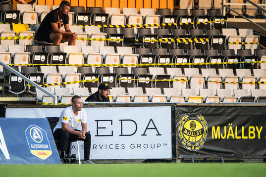 Mjällbys tränare Marcus Lantz deppar