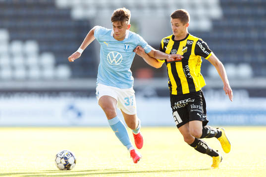 Malmö FFs Tim Prica och Häckens Leo Bengtsson