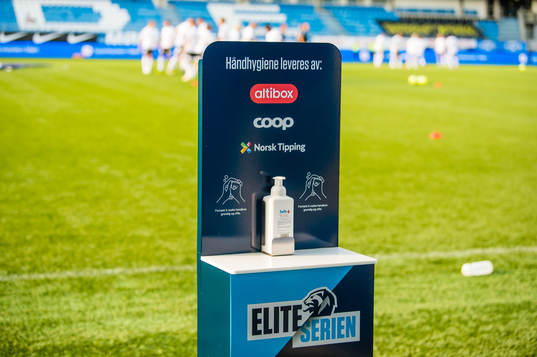 Antibac hand gel pump bottle at Aker Stadion
