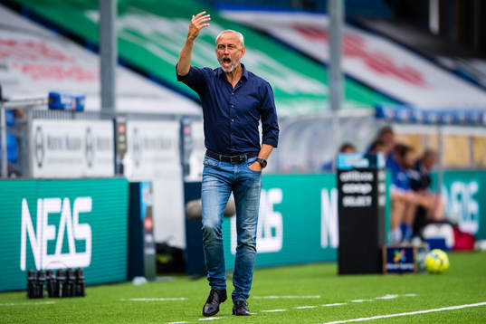 Lars Bohinen, head coach of Aalesund, reacts