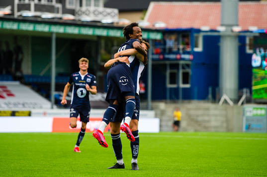 Amin Soleiman Askar of Kristiansund celebrates