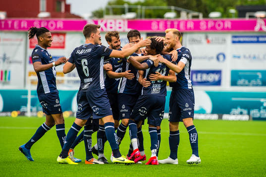 Amin Soleiman Askar of Kristiansund celebrates