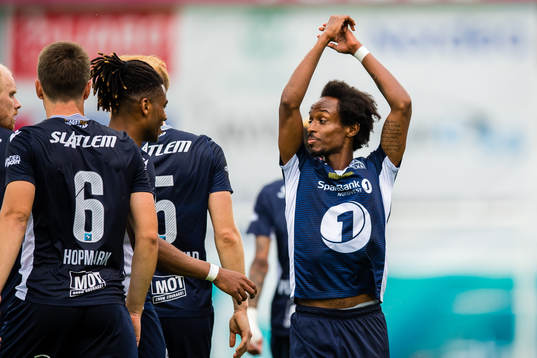 Amin Soleiman Askar of Kristiansund celebrates