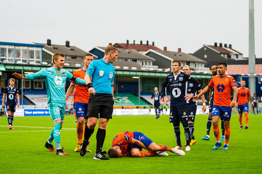 Daniel Leo Gretarsson Schmidt of Aalesund in pain