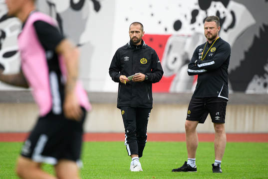 Assisterande tränare Emir Bajrami och manager Jimmy Thelin