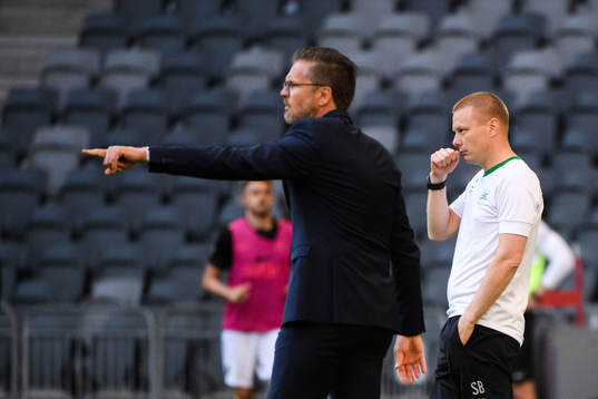 s tränare Rikard Norling och Hammarbys tränare Stefan