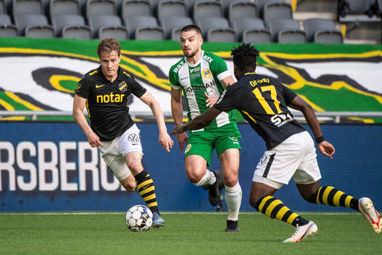 s Tom Strannegård och Hammarbys Vladimir Rodic