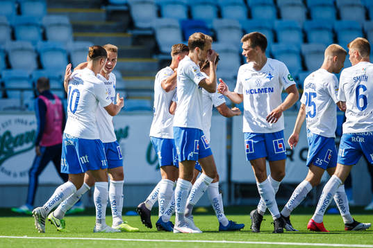 IFK Norrköpings Christoffer Nyman och Jonathan Levi jublar