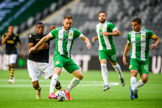 s Paulos Abraham i en kamp mot Hammarbys Muamer Tankovic