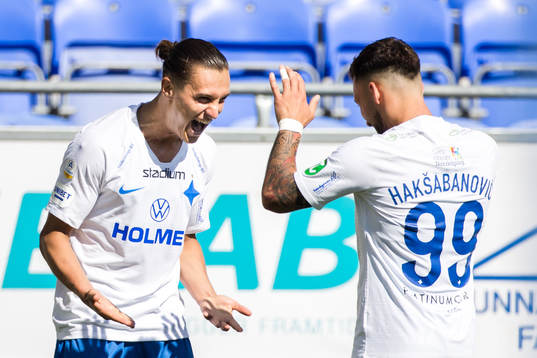 IFK Norrköpings Jonathan Levi och Sead Haksabanovic jublar
