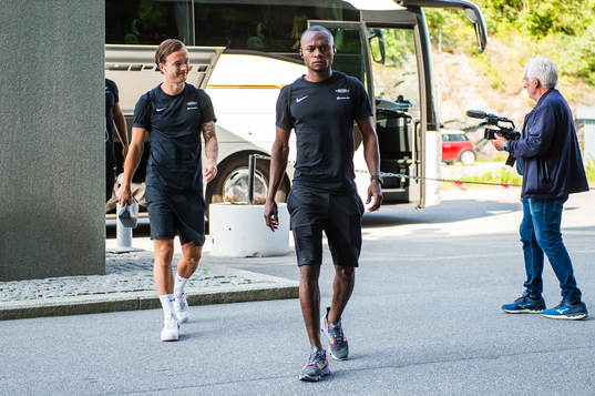 Fredrik Haugen and Gilbert Koomson of Brann arrives