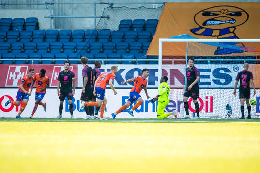 Niklas Fernando Nygaard Castro of Aalesund celebrates