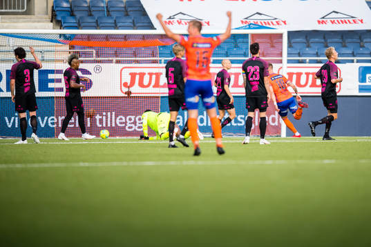 Holmbert Aron Briem Fridjonsson of Aalesund scores the 2-2