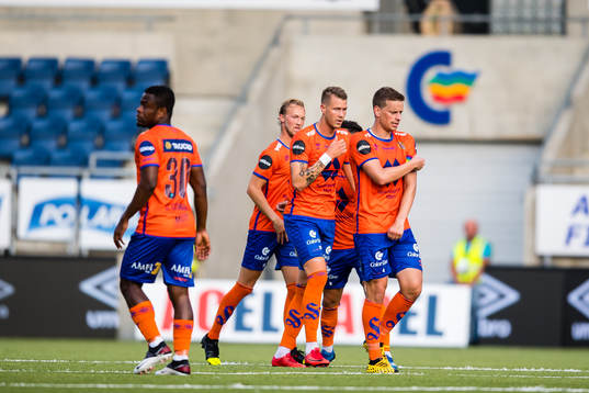 Holmbert Aron Briem Fridjonsson of Aalesund celebrates