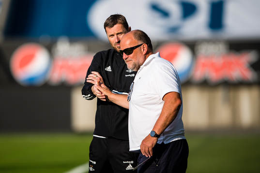 Eirik Horneland, head coach of Rosenborg, ahd Ivar Koteng,