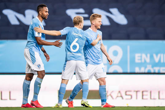 Malmö FFs Isaac Kiese Thelin, Oscar Lewicki och Anders