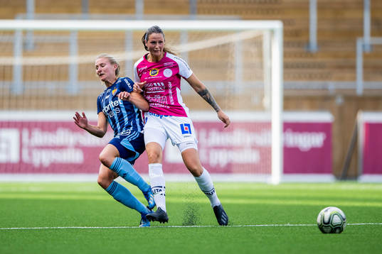 Djurgårdens Rachel Bloznalis  och Uppsalas Nicole Odelberg