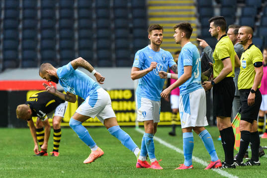 Malmö FFs Guillermo Molins, Jo Inge Berget, Tim Prica