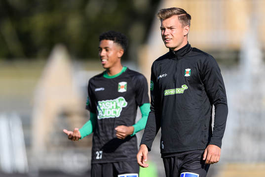 Varbergs Albin Winbo före fotbollsmatchen i Allsvenskan