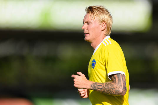 Falkenbergs Jacob Ericsson före fotbollsmatchen i