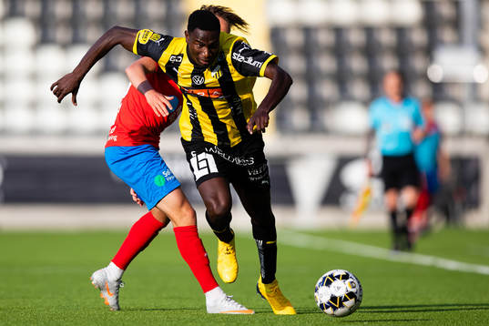 Helsingborgs Alex Timossi och Häckens Godswill Ekpolo