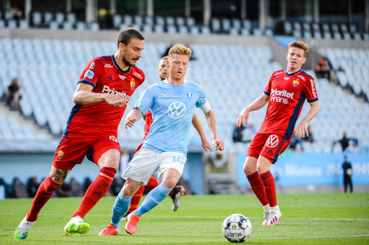 Djurgårdens Erik Berg och Malmö FFs Anders Christiansen