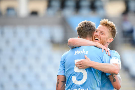 Malmö FFs Anders Christiansen jublar med Sören Rieks