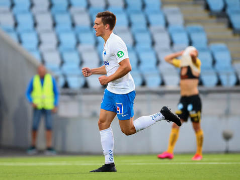 IFK Norrköpings Rasmus Stensbæk Lauritsen jublar