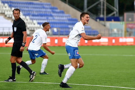 IFK Norrköpings Rasmus Stensbæk Lauritsen jublar