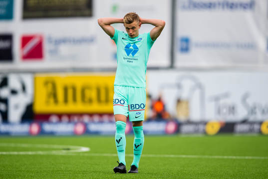 Marcus Holmgren Pedersen of Molde looks dejected