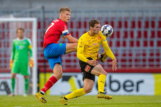 Helsingborgs Casper Widell och Mjällbys Jacob Bergström