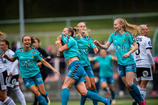 Mimmi Matilda Löfwenius Veum of LSK Kvinner celebrates
