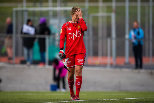 Goalkeeper Ida Norstrøm of LSK Kvinner looks dejected