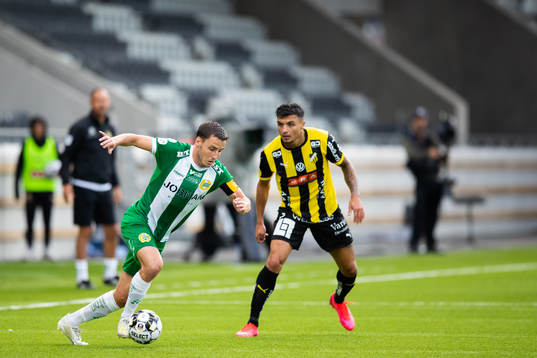 Hammarbys Jeppe Andersen och Häckens Ahmed Yasin
