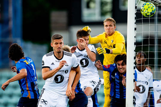 Gustav Valsvik of Rosenborg scores the 0-1 goal behind
