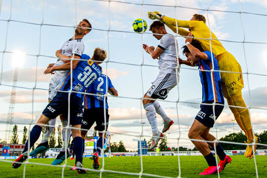 Gustav Valsvik of Rosenborg scores the 0-1 goal behind