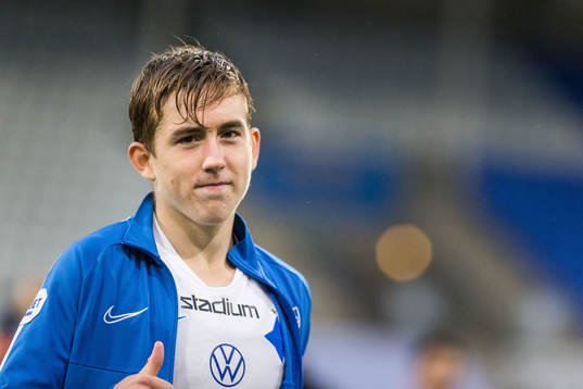 IFK Norrköpings Ísak Bergmann Jóhannesson jublar
