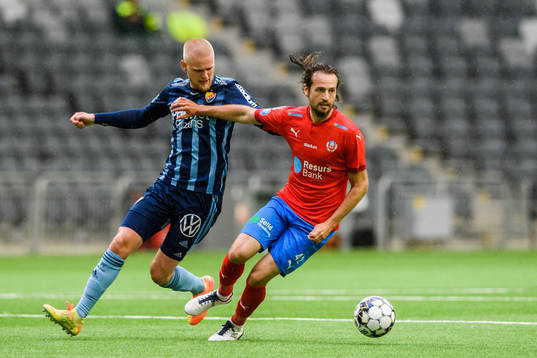 Djurgårdens Kalle Holmberg och Helsingborgs Mikkel Mix