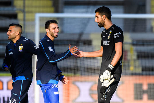IFK Göteborgs André Calisir och målvakt Ioannis Anestis