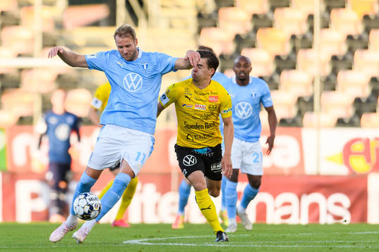 Malmö FFs Ola Toivonen och Mjällbys Jesper Gustavsson