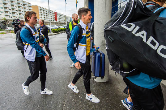 Patrick Berg and Sondre Brunstad Fet of Bodø/Glimt arrives