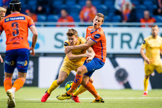 Fredrik André Bjørkan of Bodø/Glimt and Jonas Grønner