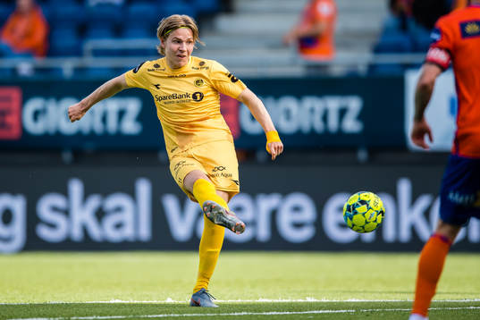 Jens Petter Hauge of Bodø/Glimt scores the 1-3 goal