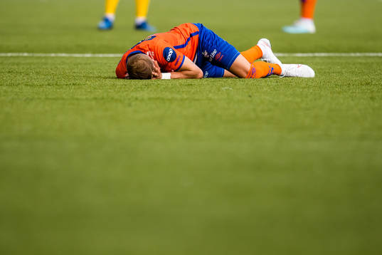 David Kristjan Olafsson of Aalesund in pain