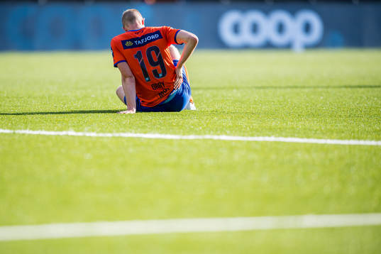 Peter Orry Larsen of Aalesund in pain